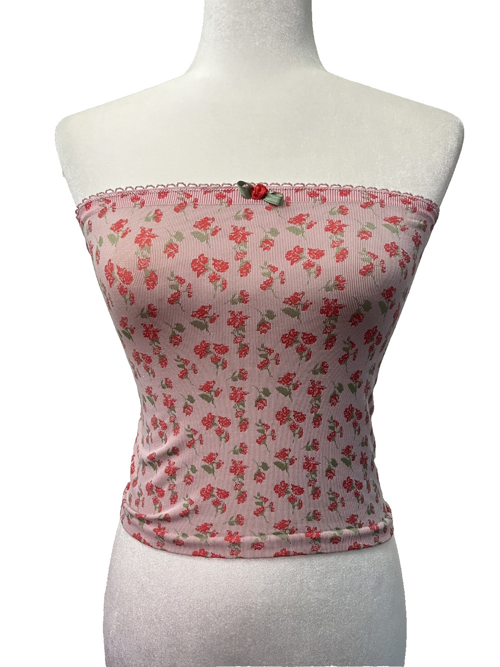 Womens Out From Under Size Small Pink Floral Tube Top Cottagecore Coquette